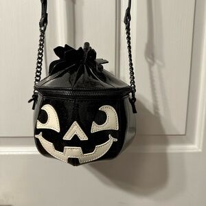 Black and White sparkly Pumpkin Crossbody Bag, by Mad Engine.